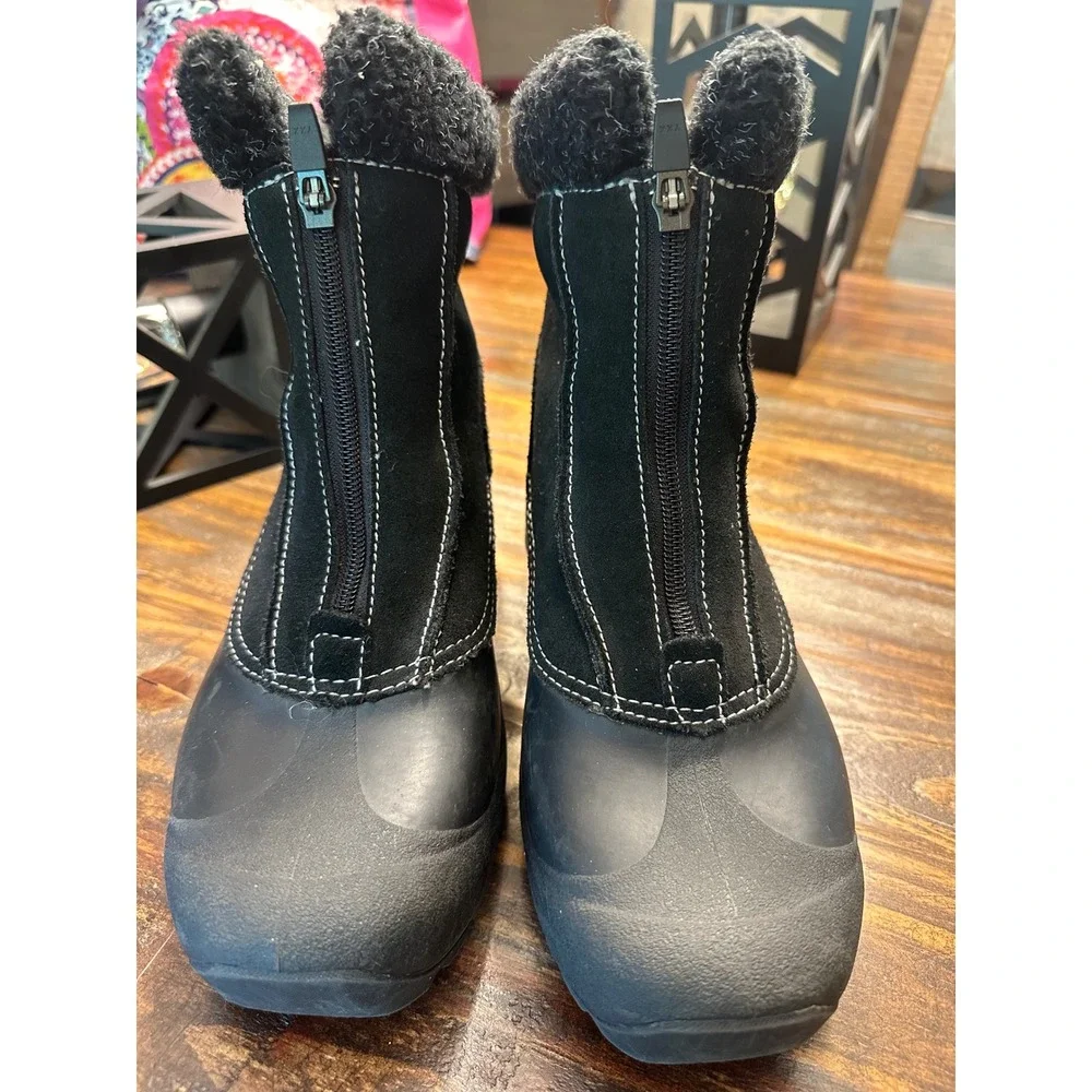 Sorel Crestwynd Black Suede Winter Snow‎ Boots Faux Fur Cuff Warm Lining Size 7